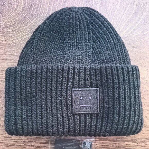 Acne Studios Pansy Face Black Hat Beanie main image 5